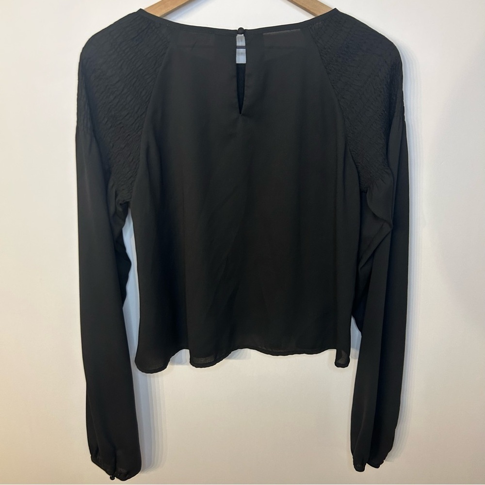 Staring At Stars from Urban Outfitters Black Smocked Babydoll Top, Size Large - Picture 8 of 12